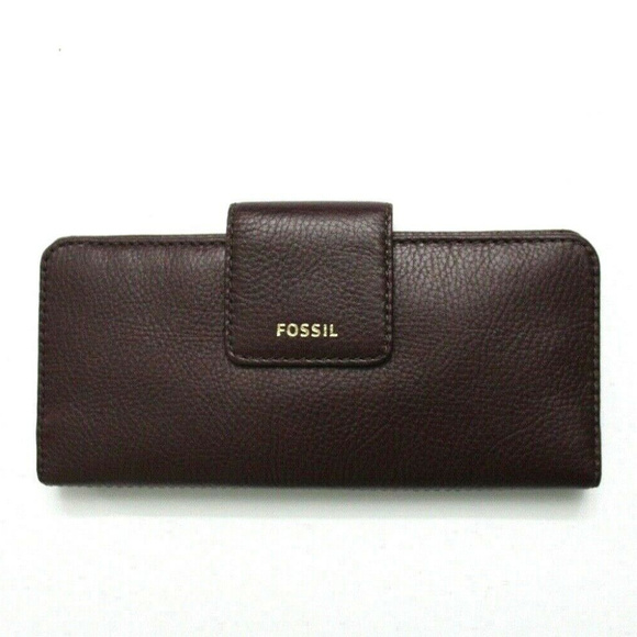 Fossil Madison Bifold Leather Clutch Wallet Fig - Picture 1 of 3
